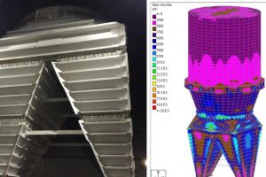 petcoke hopper and 3D rendering of stress contours