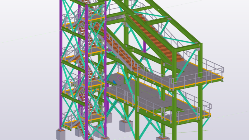 Pict 1 – Screen support with stair tower
